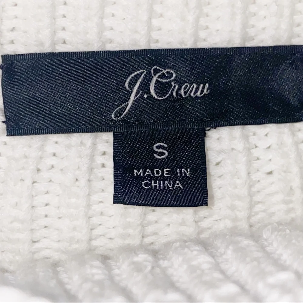 J. Crew White Ribbed Tunic Lace-up Shoulder Knit Sweater Mock Neck #L1206 Small